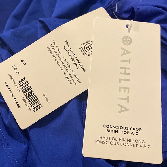 💙 Athleta Conscious Crop Bikini Top A-C // Cerulean - Picture 3 of 7